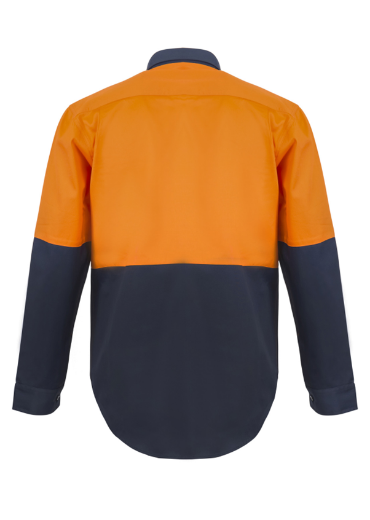 Picture of WorkCraft HI VIS CLOSED FRONT COTTON DRILL SHIRT WITH SEMI GUSSET SLEEVES